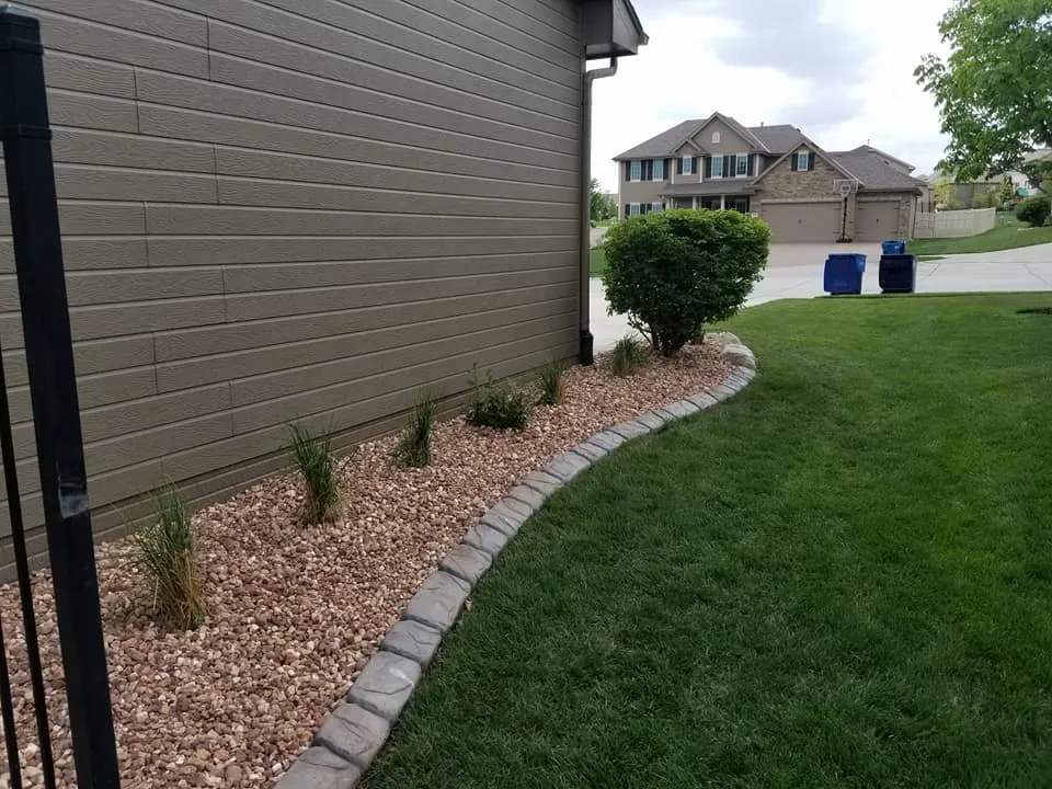River-rock border around a turn-key install